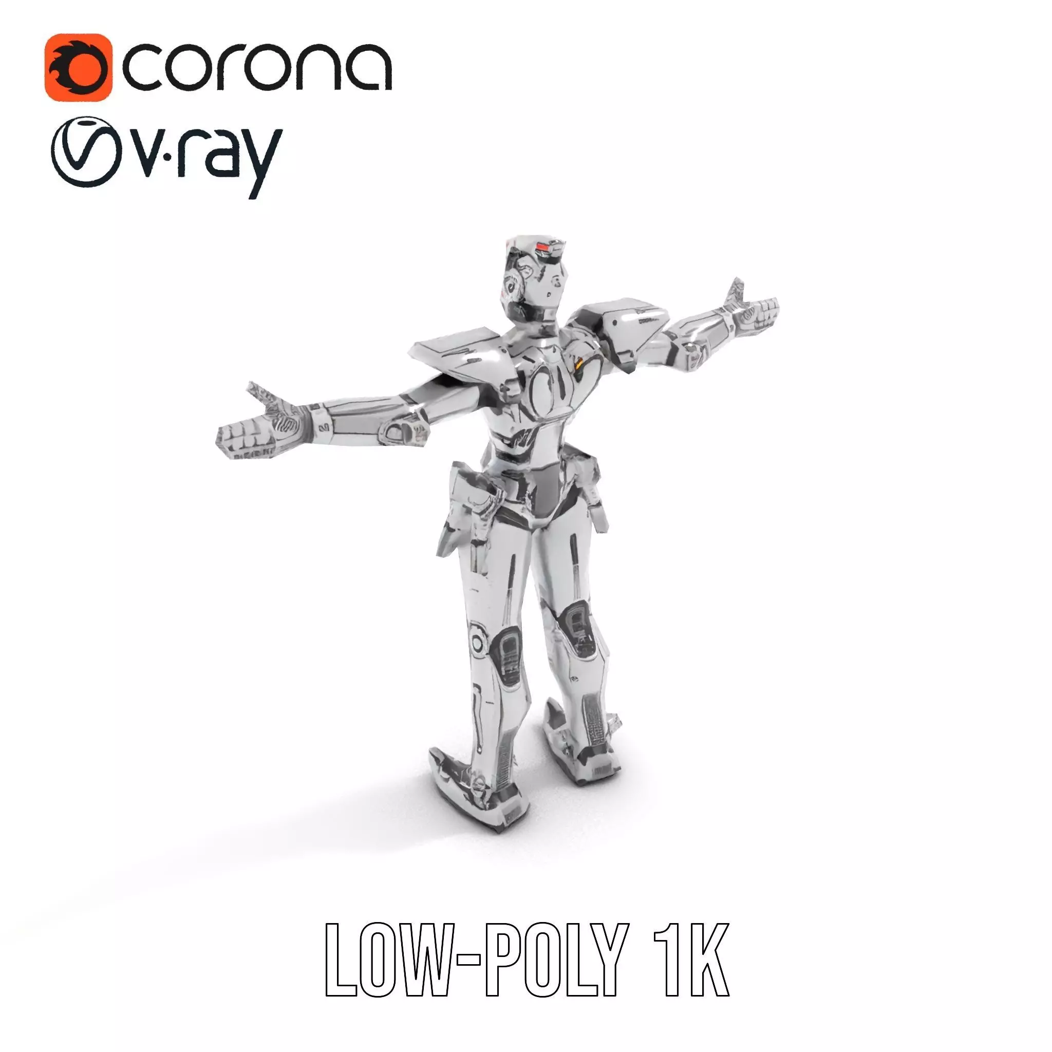 Futuristic Armored Robot model pack Low-poly 3D model_8