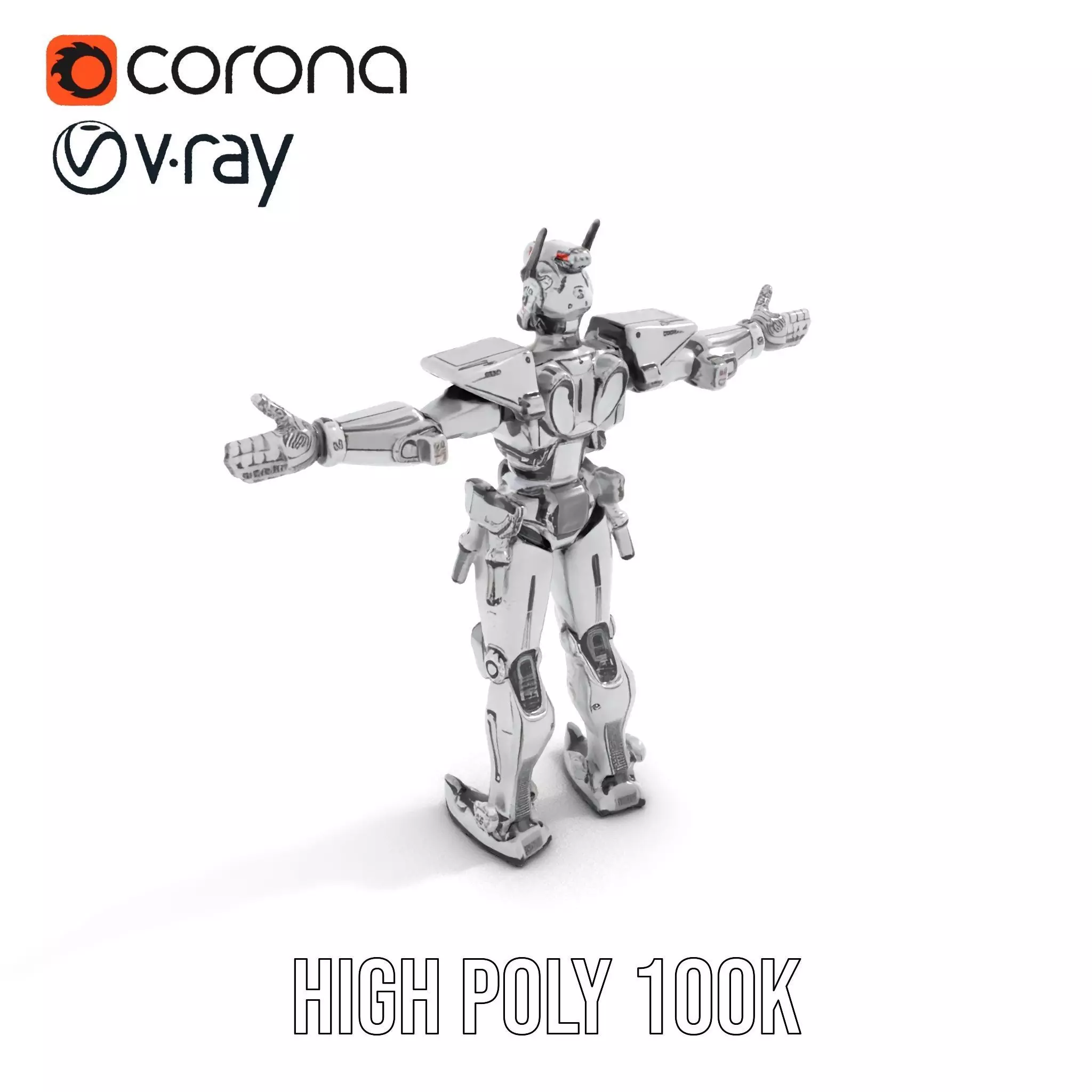 Futuristic Armored Robot model pack Low-poly 3D model_11