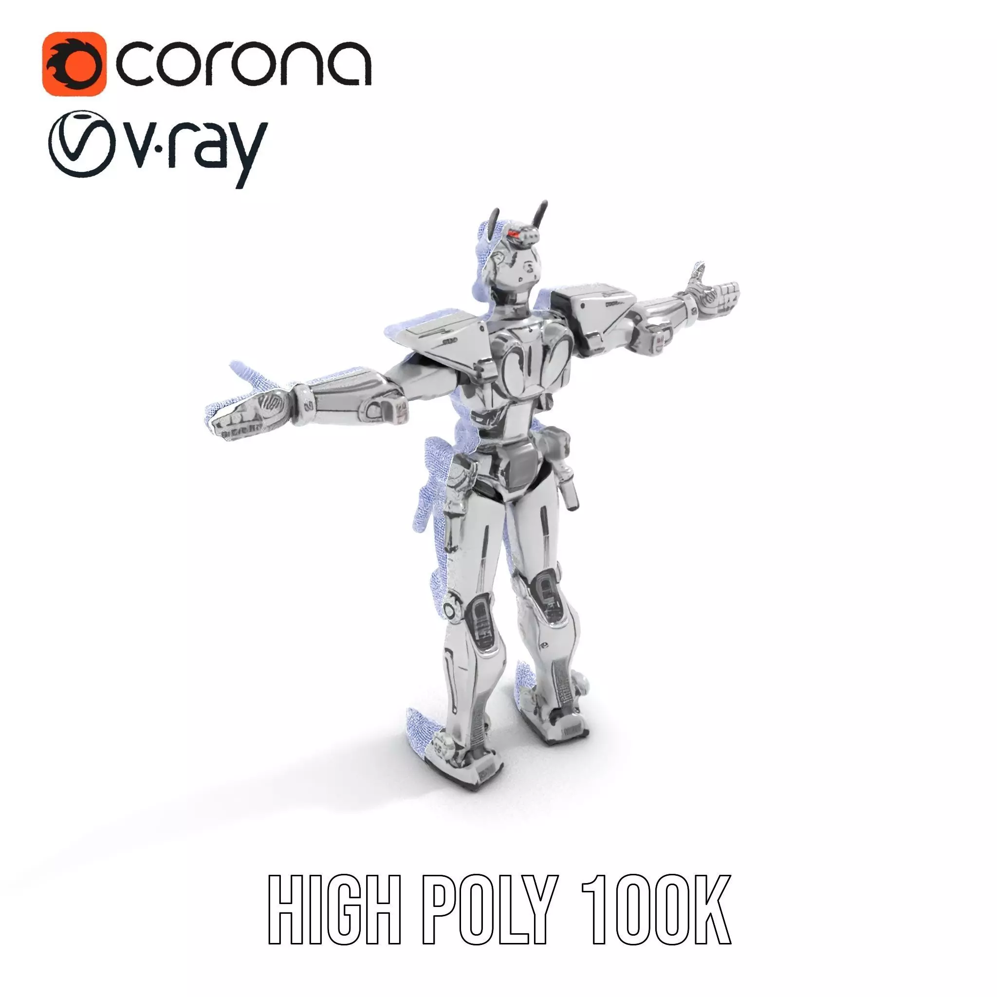 Futuristic Armored Robot model pack Low-poly 3D model_14