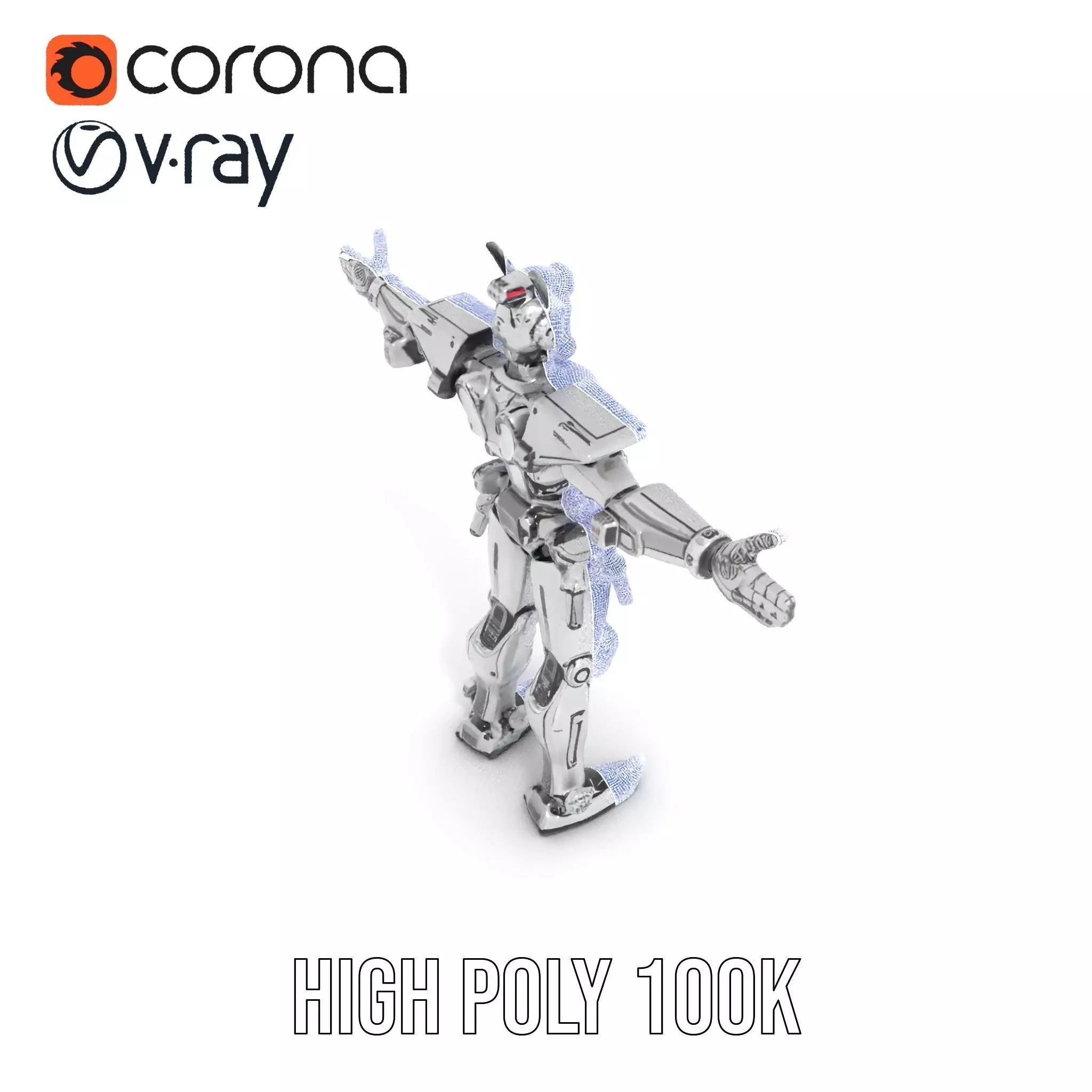 Futuristic Armored Robot model pack Low-poly 3D model_32