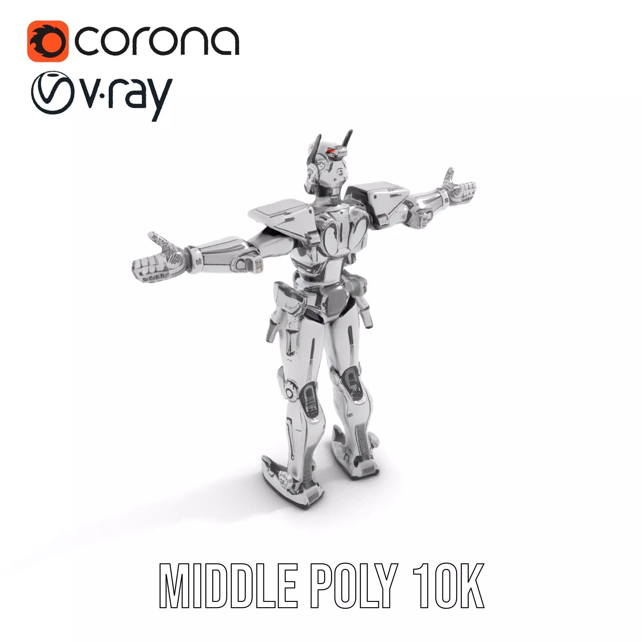 Futuristic Armored Robot model pack Low-poly 3D model_5