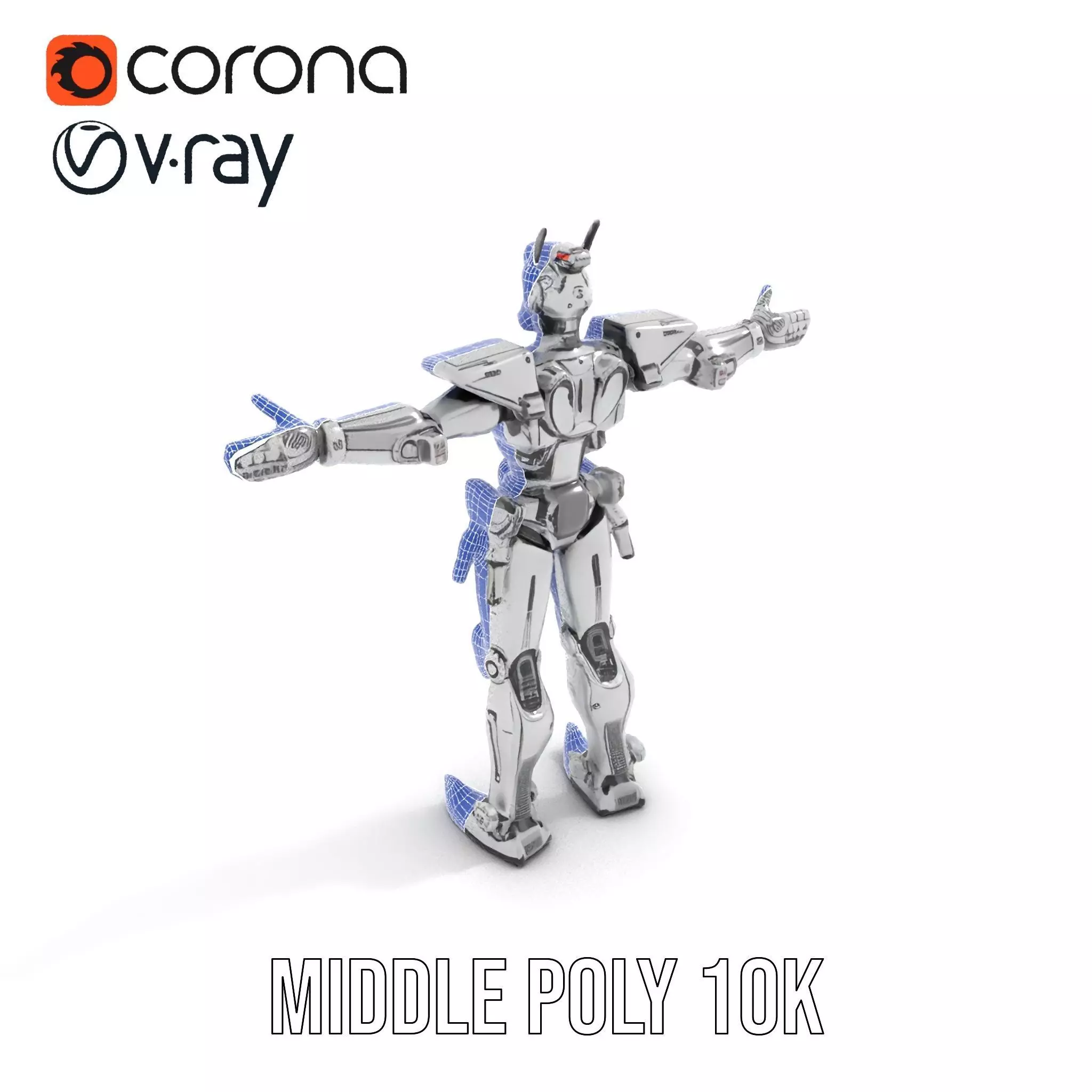 Futuristic Armored Robot model pack Low-poly 3D model_24