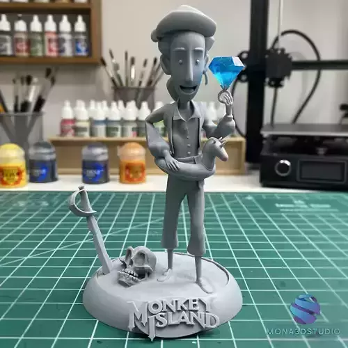 Guybrush Threepwood - Monkey Island Diorama STL 3D  Presupported