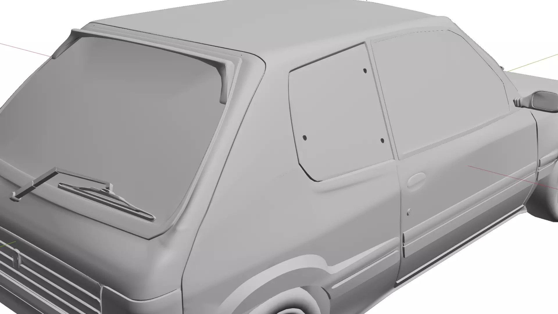 1980s Compact European Hatchback Car Red 3D Model Low-poly 3D model_6