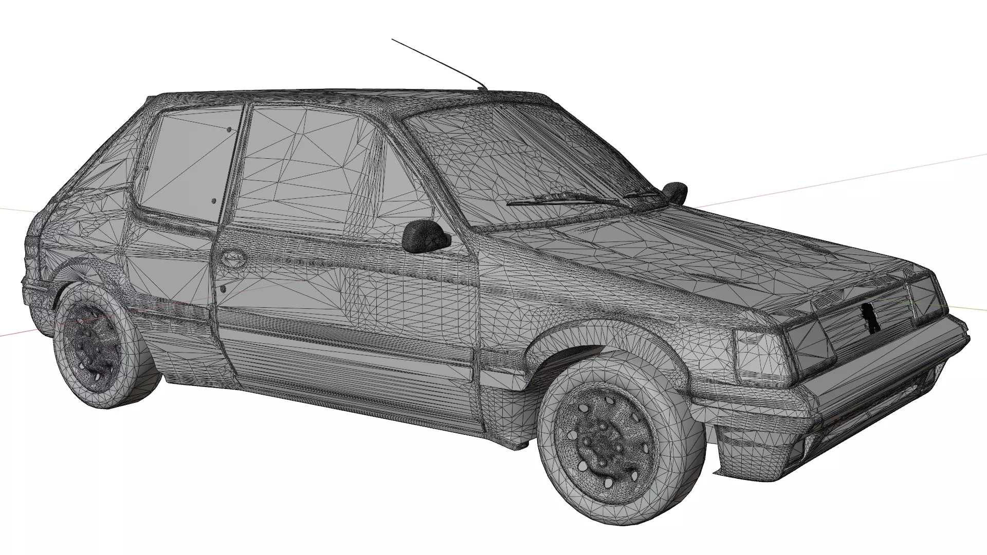 1980s Compact European Hatchback Car Red 3D Model Low-poly 3D model_8