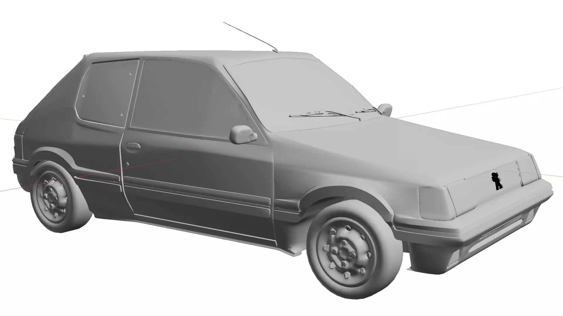 1980s Compact European Hatchback Car Red 3D Model Low-poly 3D model_4