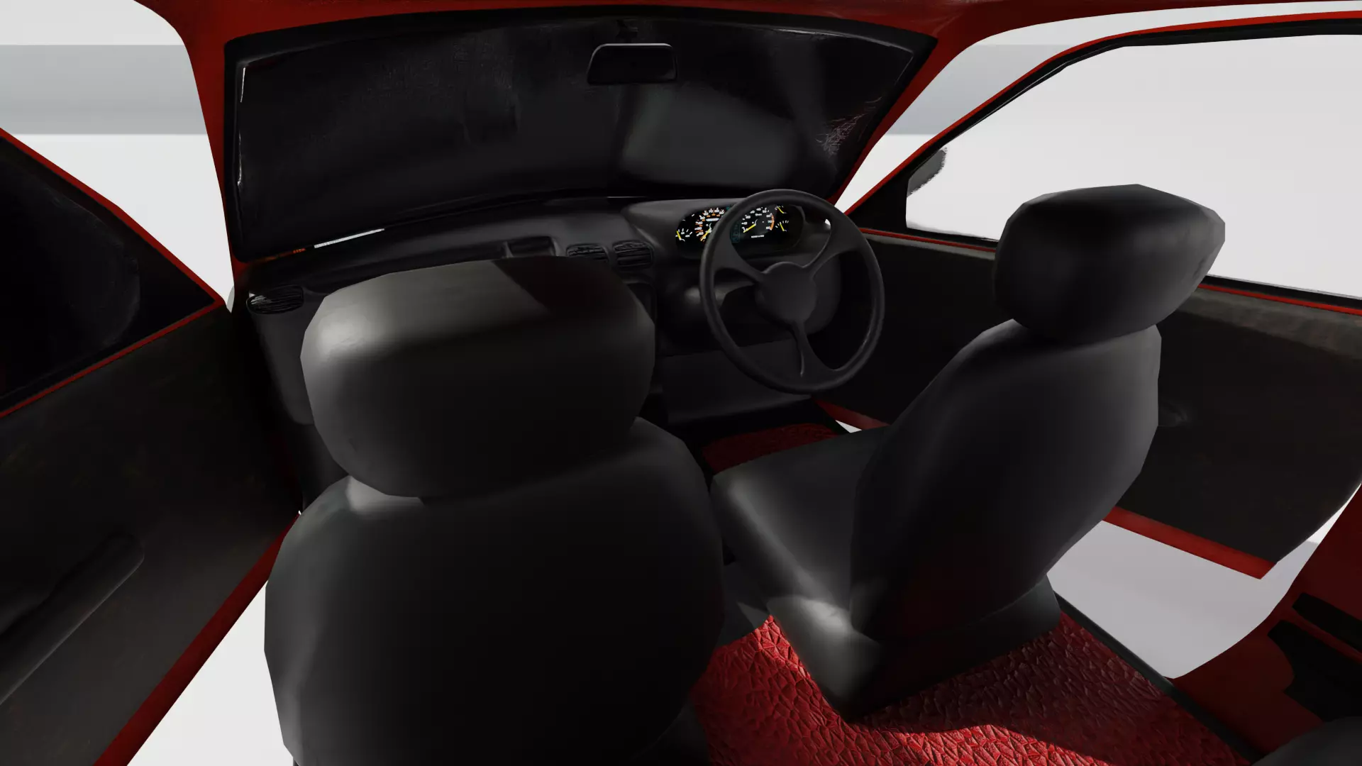 1980s Compact European Hatchback Car Red 3D Model Low-poly 3D model_3