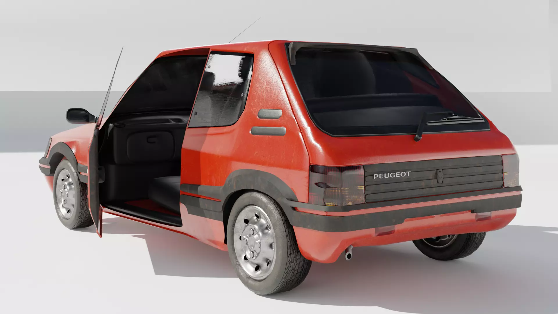 1980s Compact European Hatchback Car Red 3D Model Low-poly 3D model_1