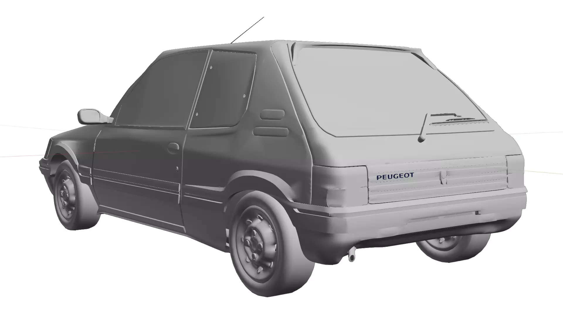 1980s Compact European Hatchback Car Red 3D Model Low-poly 3D model_5