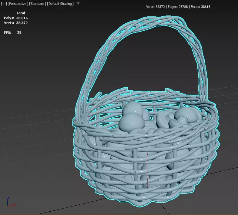 Basket of Mushrooms Low-poly 3D model_17