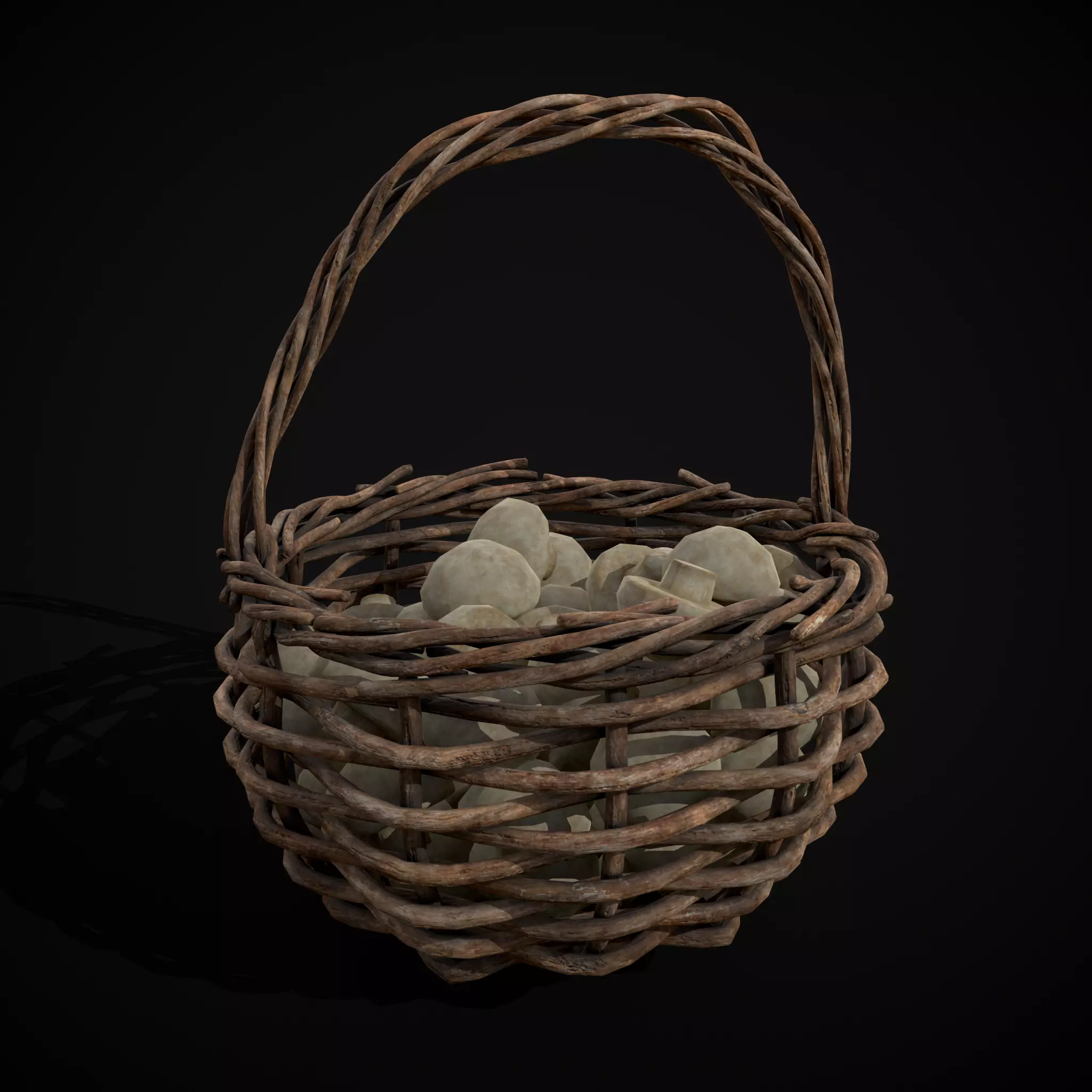 Basket of Mushrooms Low-poly 3D model_11