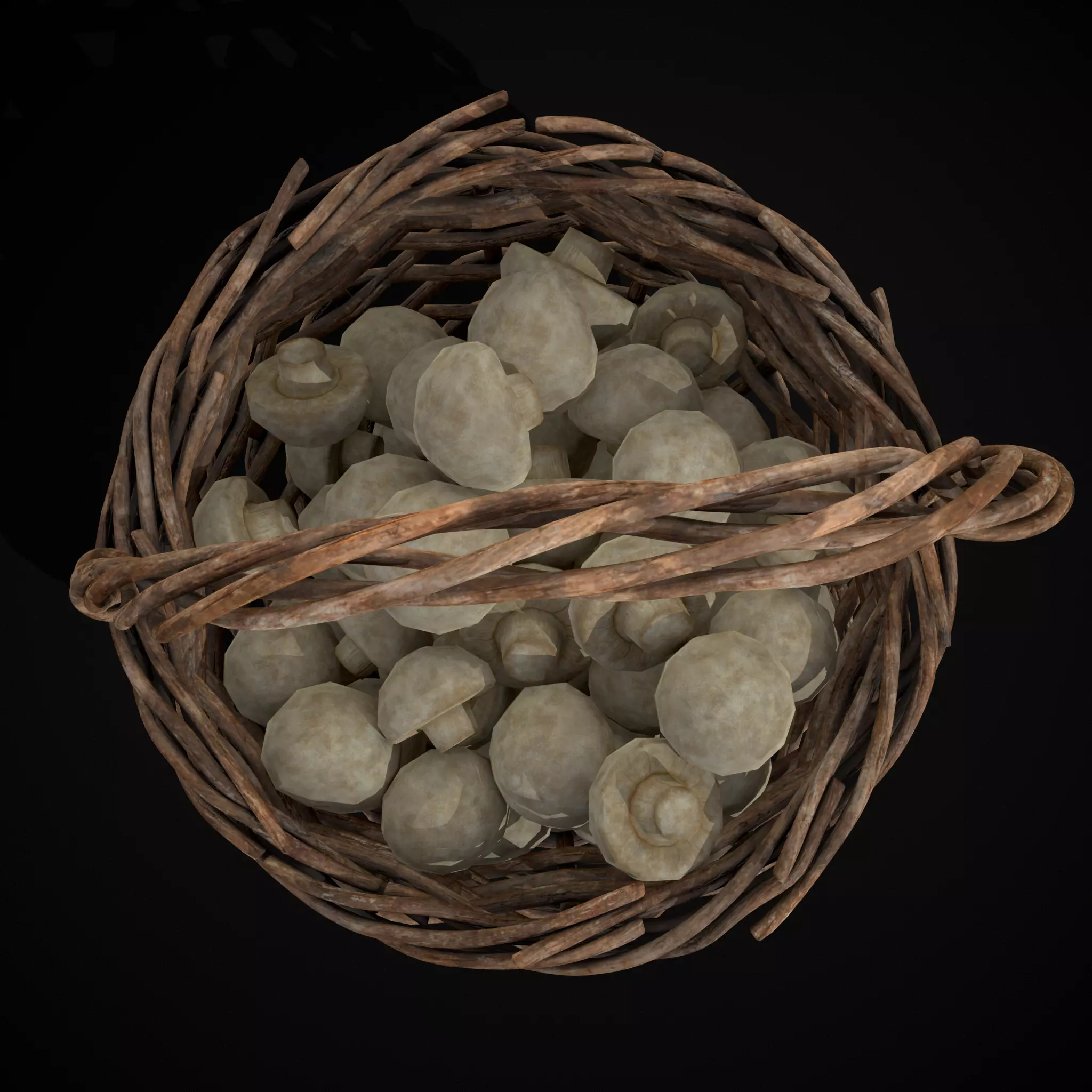 Basket of Mushrooms Low-poly 3D model_7