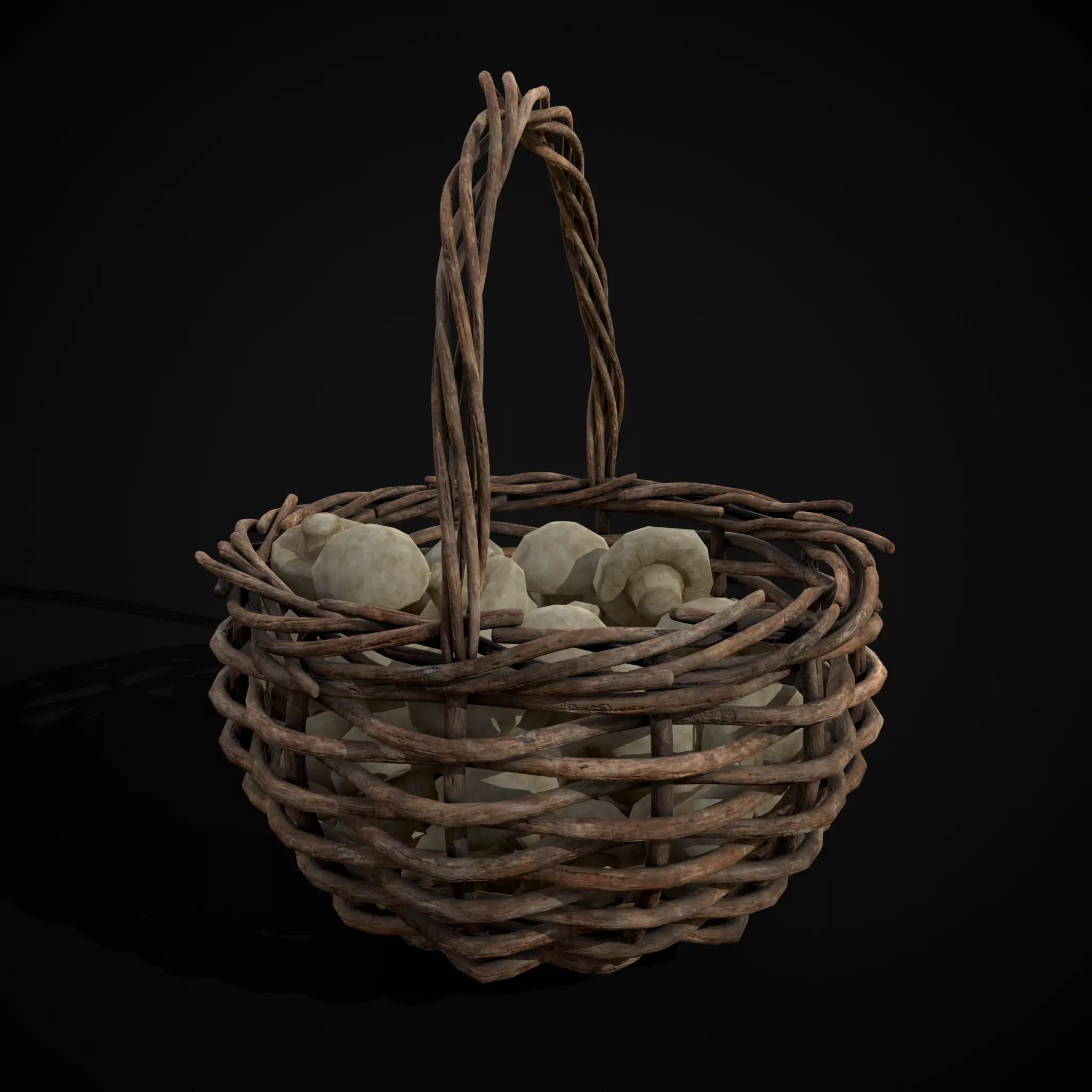 Basket of Mushrooms Low-poly 3D model_13