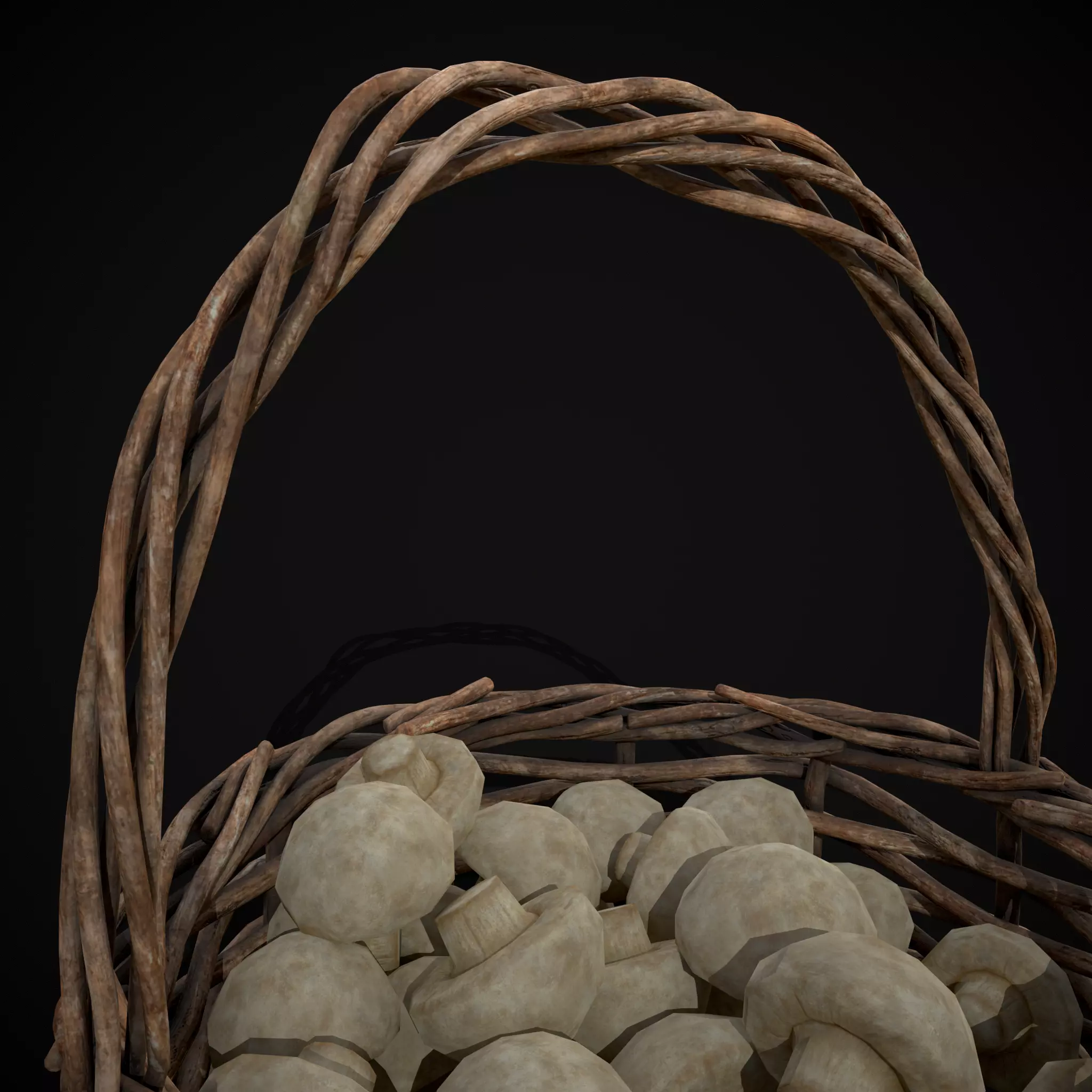 Basket of Mushrooms Low-poly 3D model_15