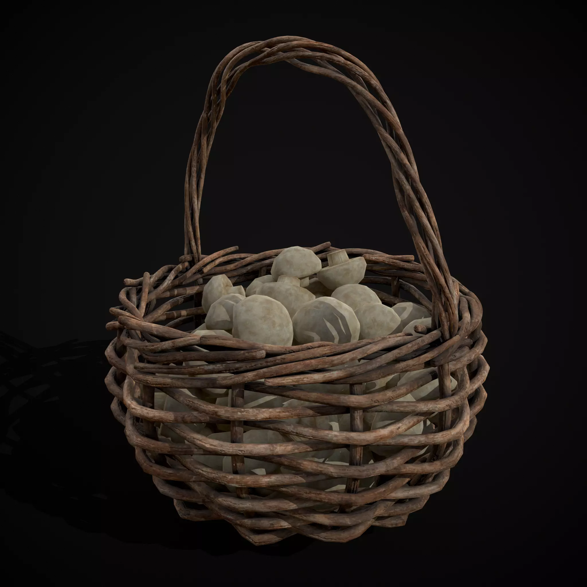 Basket of Mushrooms Low-poly 3D model_3