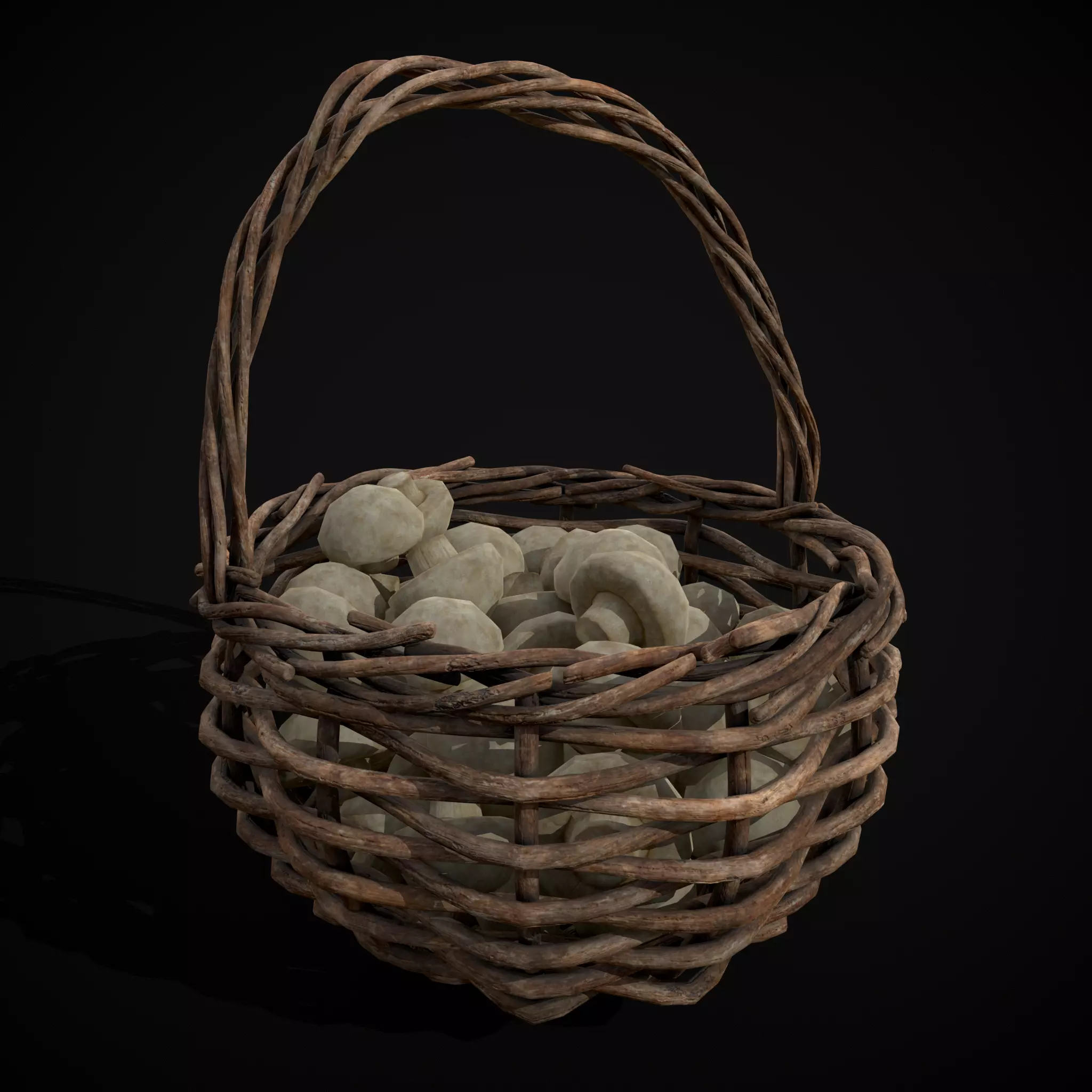 Basket of Mushrooms Low-poly 3D model_0