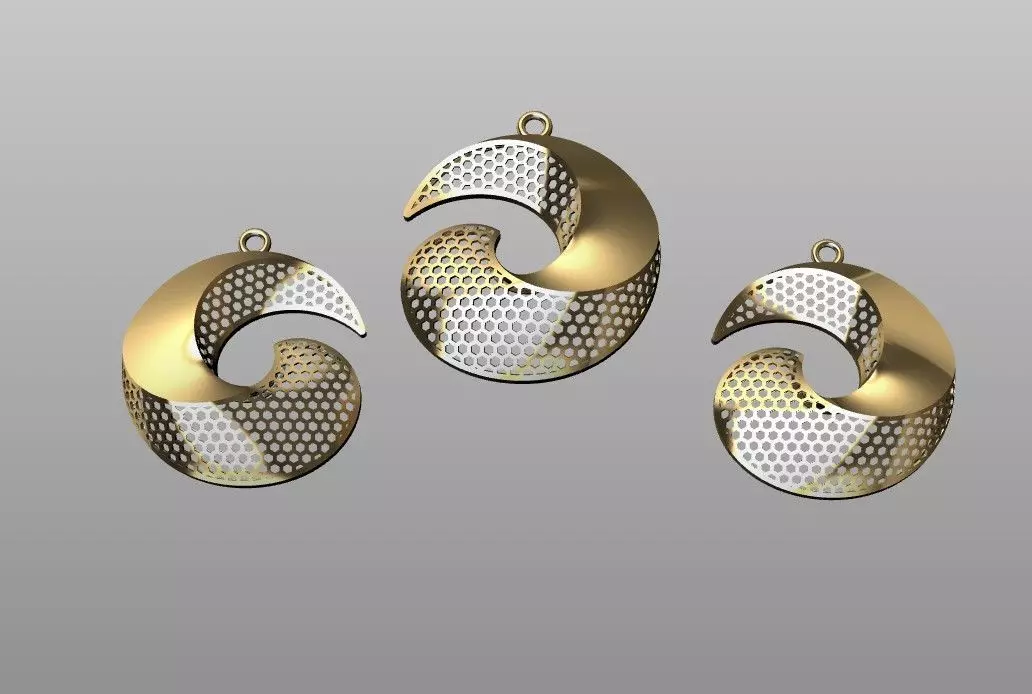 Necklace and earrings set 3D print model_5