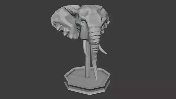 Low poly elephant Head