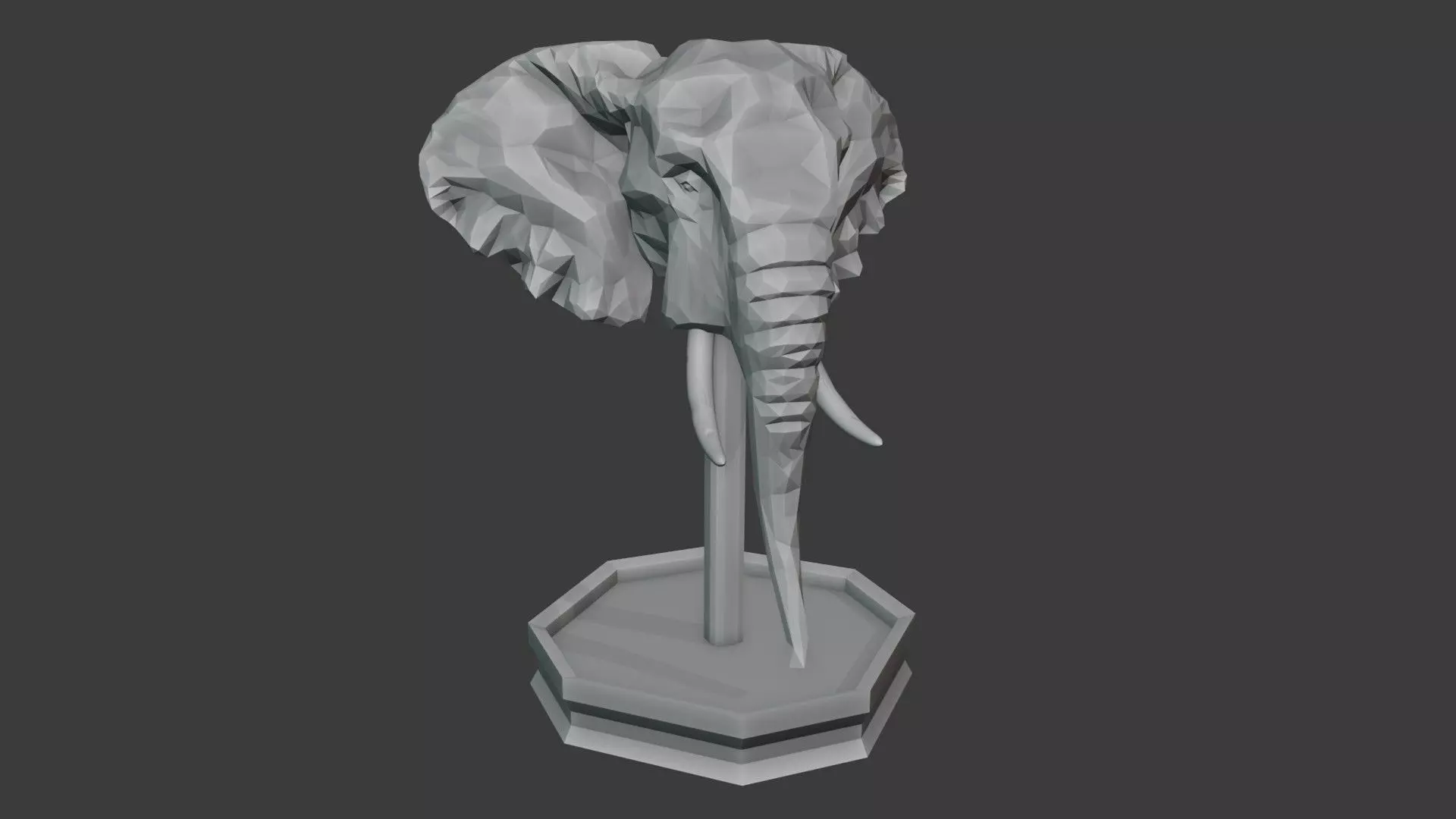 Low poly elephant Head 3D print model