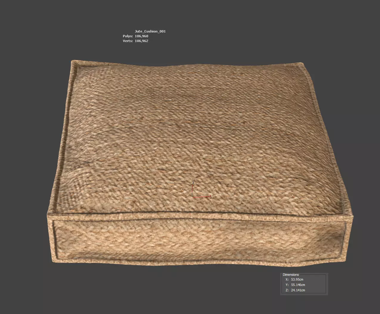 Jute Cushion 3D model_2
