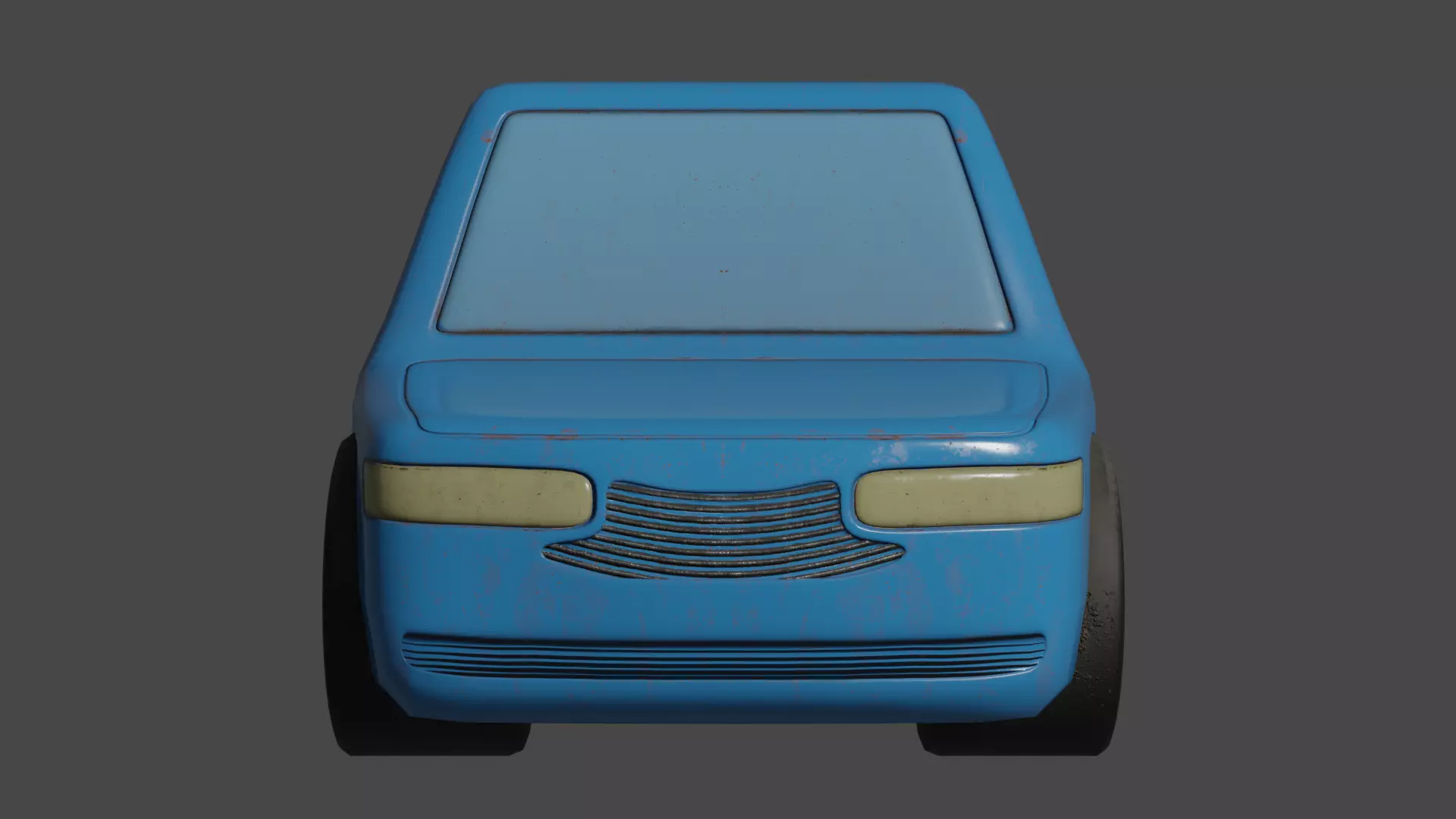 Blue Cartoon Car Low-poly 3D model_4