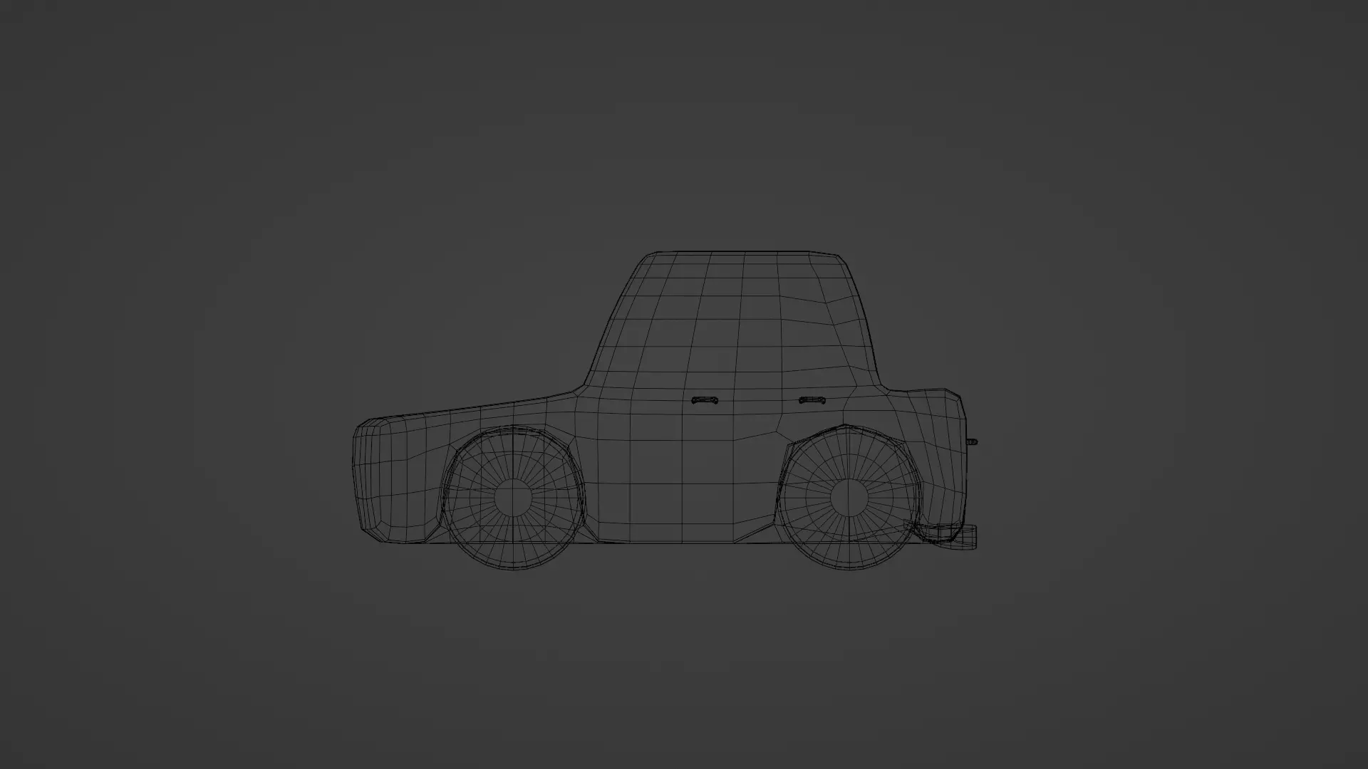 Blue Cartoon Car Low-poly 3D model_6