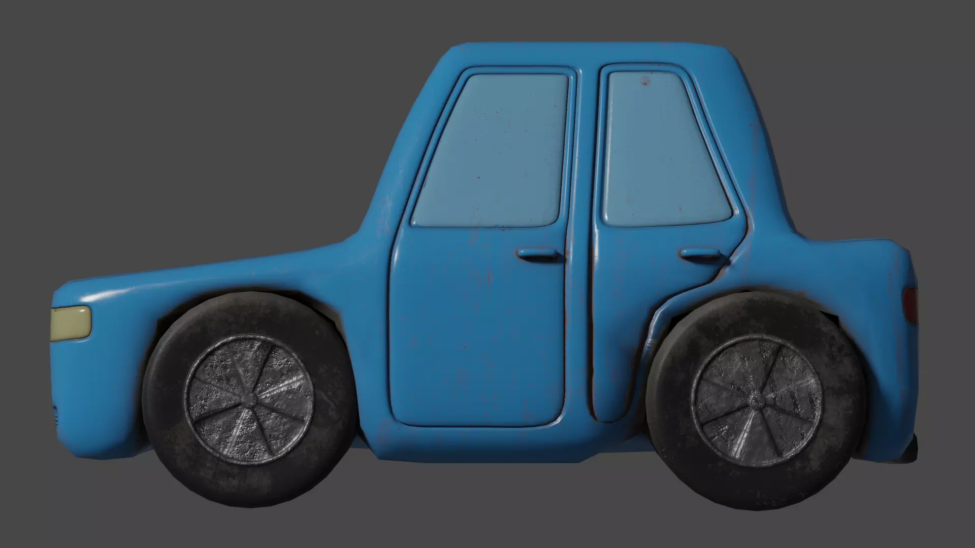 Blue Cartoon Car Low-poly 3D model_5
