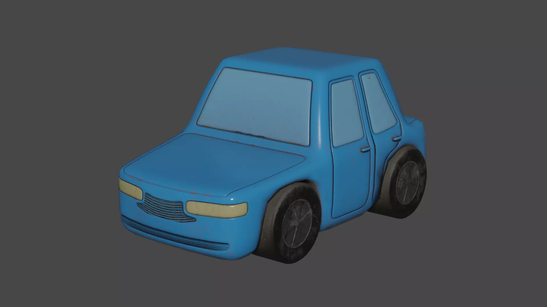 Blue Cartoon Car Low-poly 3D model_0