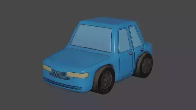 Blue Cartoon Car Low-poly 3D model