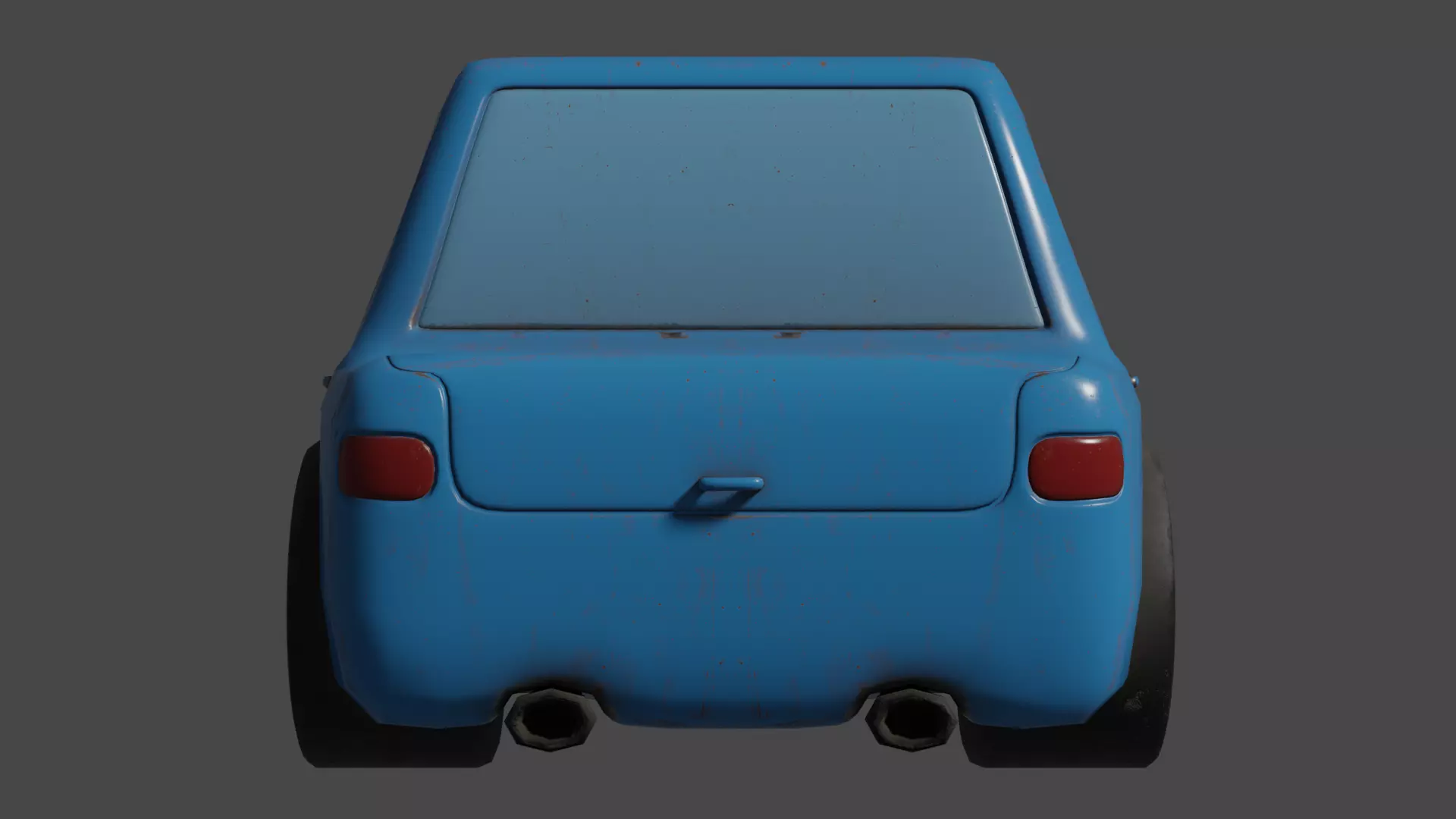 Blue Cartoon Car Low-poly 3D model_3