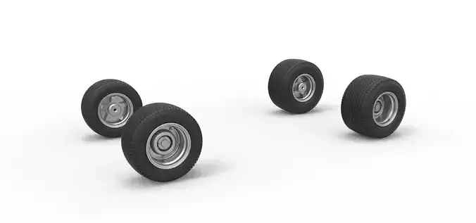 Wheel set of Northeast Dirt Modified stock car V4 Scale 1 to 25