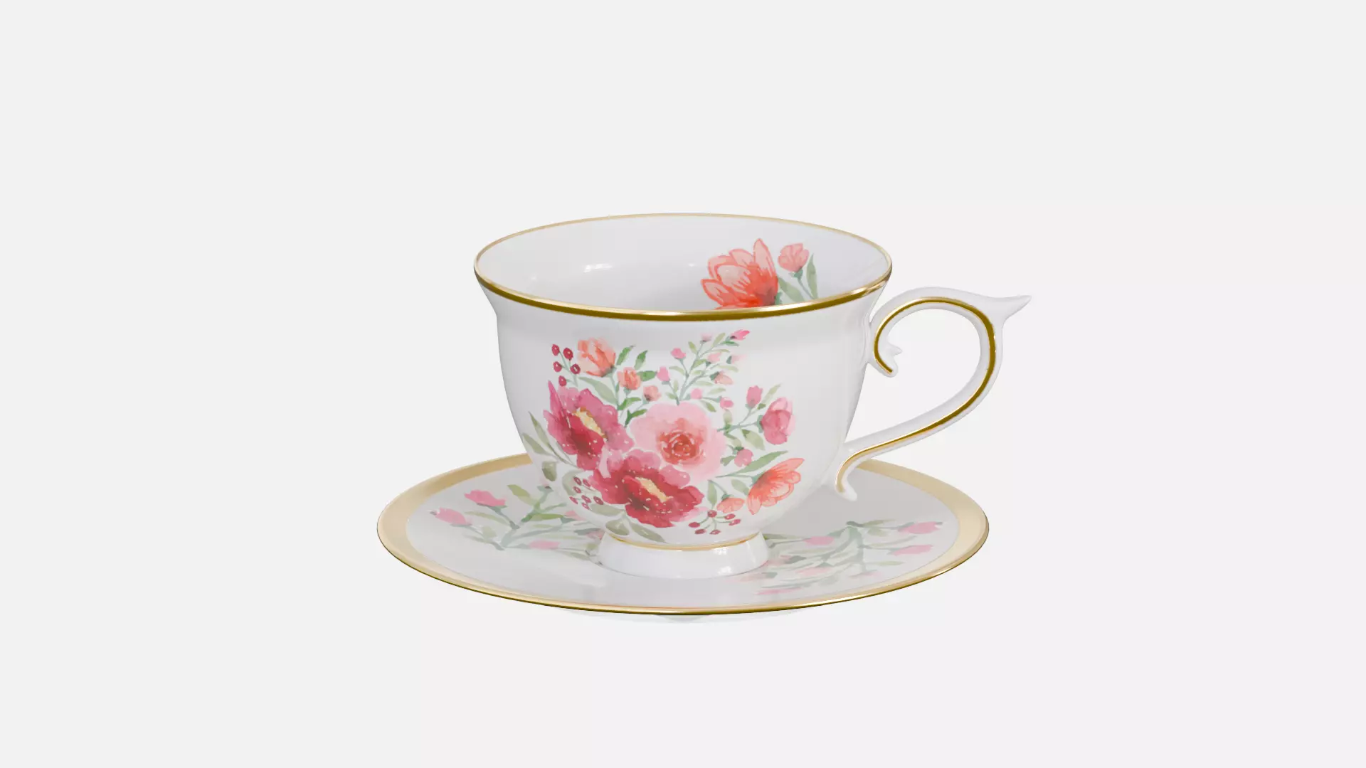 Vintage Porcelain Teacup Low-poly 3D model