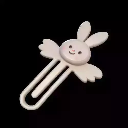 Cute Bunny Bookmark with Wings 3D model