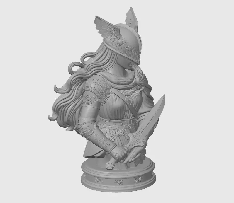 Malenia Bust - Elden Ring Inspired Warrior Sculpture STL 3D print model_3