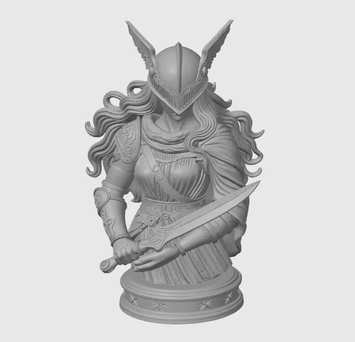Malenia Bust - Elden Ring Inspired Warrior Sculpture STL 3D print model_1