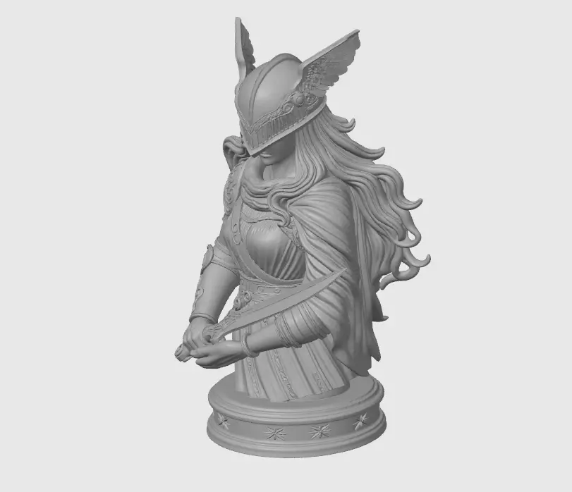 Malenia Bust - Elden Ring Inspired Warrior Sculpture STL 3D print model_2