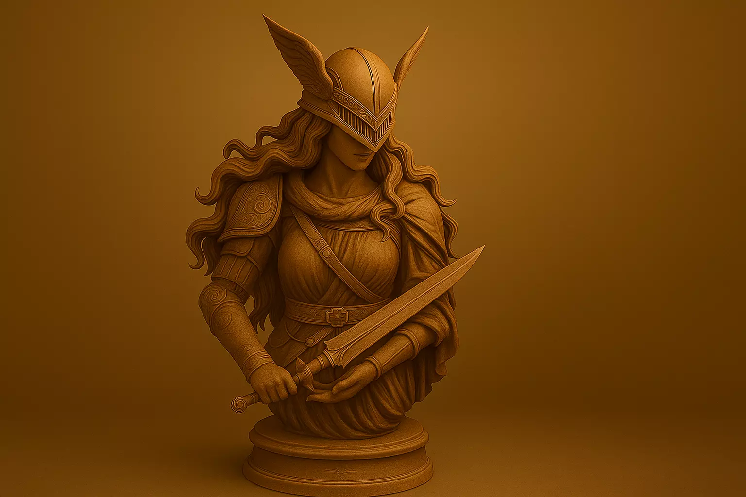 Malenia Bust - Elden Ring Inspired Warrior Sculpture STL 3D print model_0