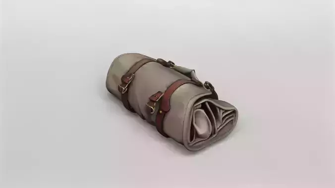 Vintage Canvas and Leather Utility Roll Bag 3D Model