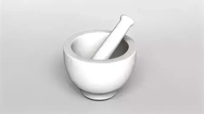 Realistic Stone Mortar and Pestle 3D Model