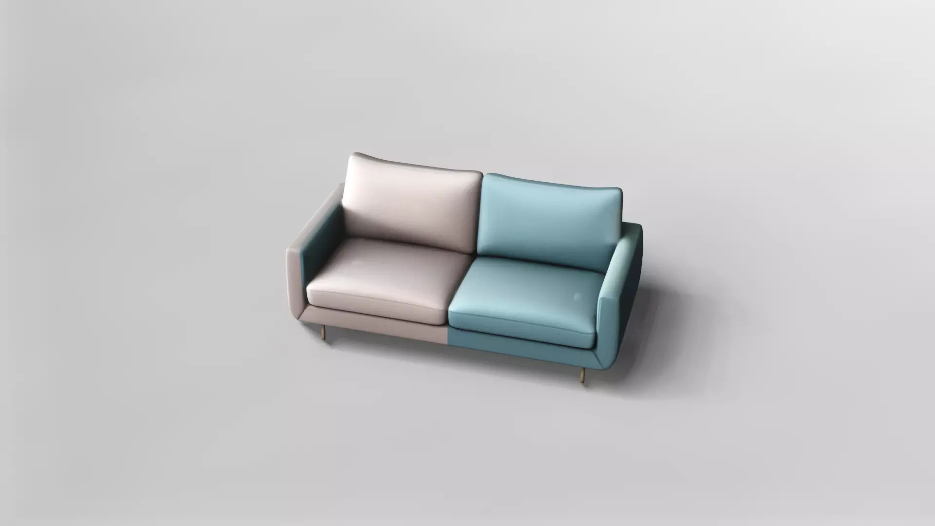 Modern Two-Tone Upholstered Sofa with Gold Legs 3D model_1
