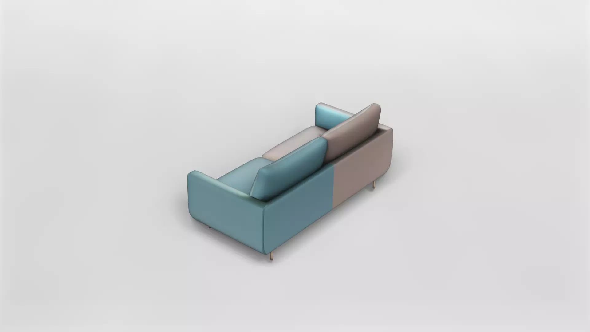 Modern Two-Tone Upholstered Sofa with Gold Legs 3D model_3