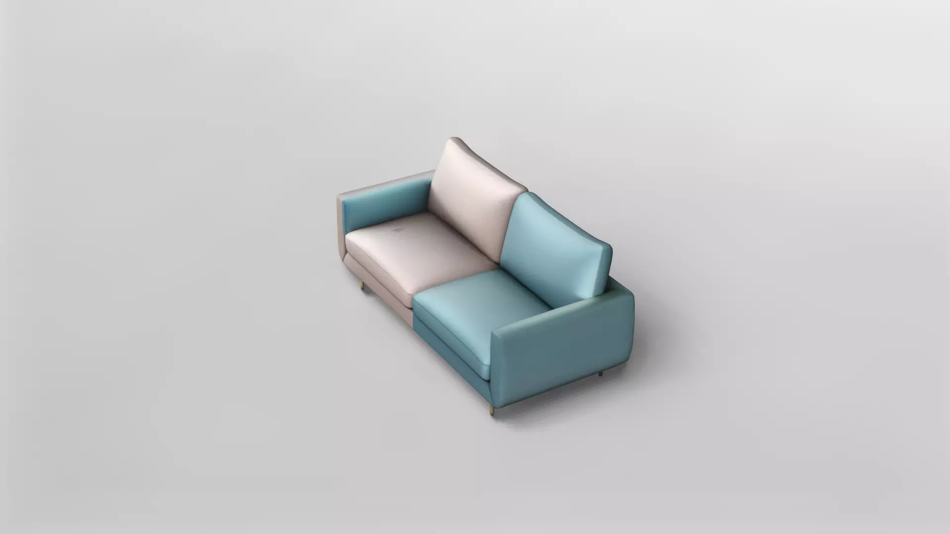 Modern Two-Tone Upholstered Sofa with Gold Legs 3D model_2