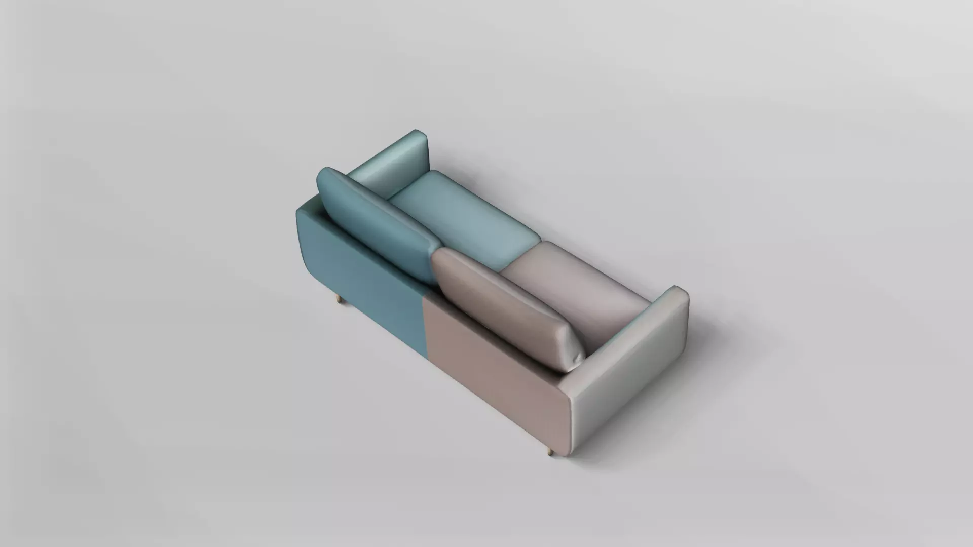 Modern Two-Tone Upholstered Sofa with Gold Legs 3D model_4