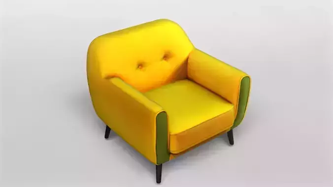 Modern Yellow and Green Armchair 3D Model