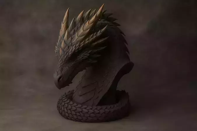 Sleeping Dragon Bust - Fantasy Creature