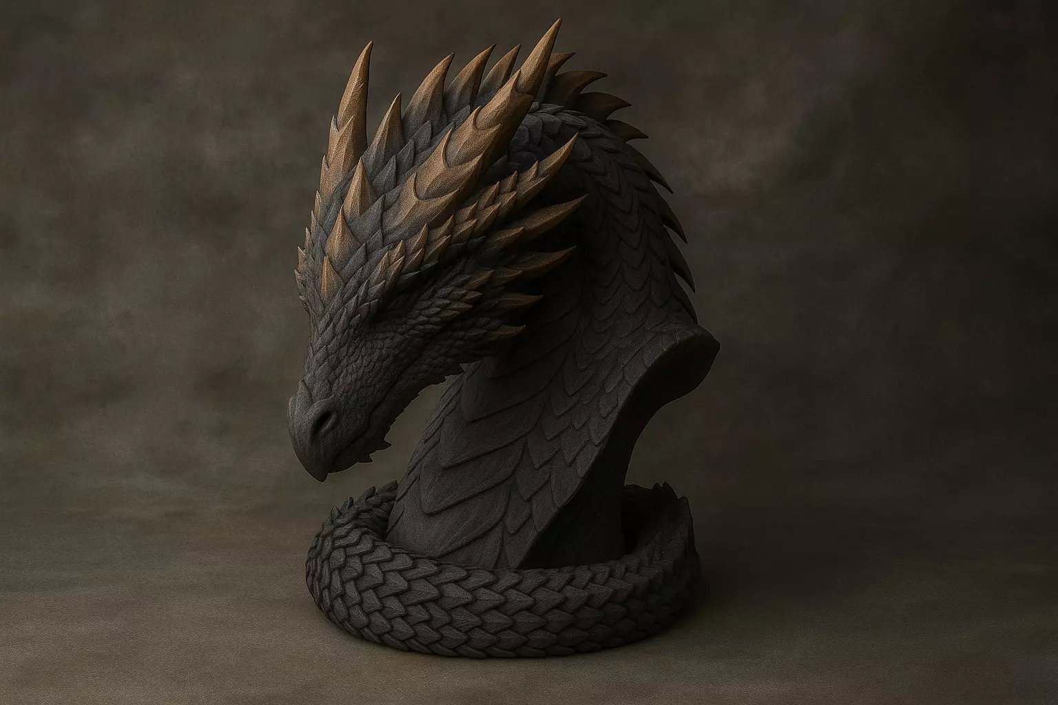 Sleeping Dragon Bust - Fantasy Creature Free 3D print model
