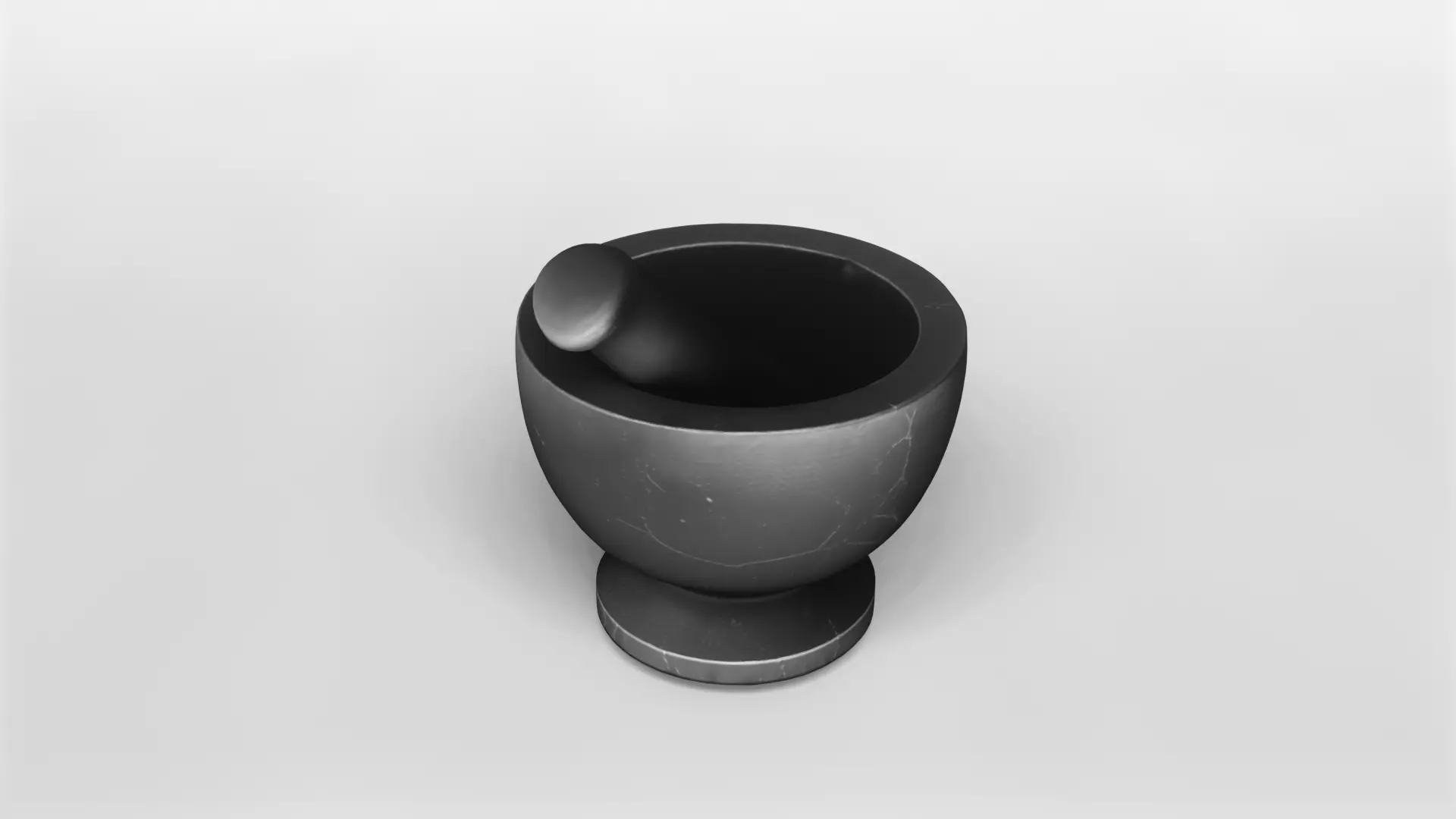 Realistic Black Marble Mortar and Pestle 3D Model 3D model_3