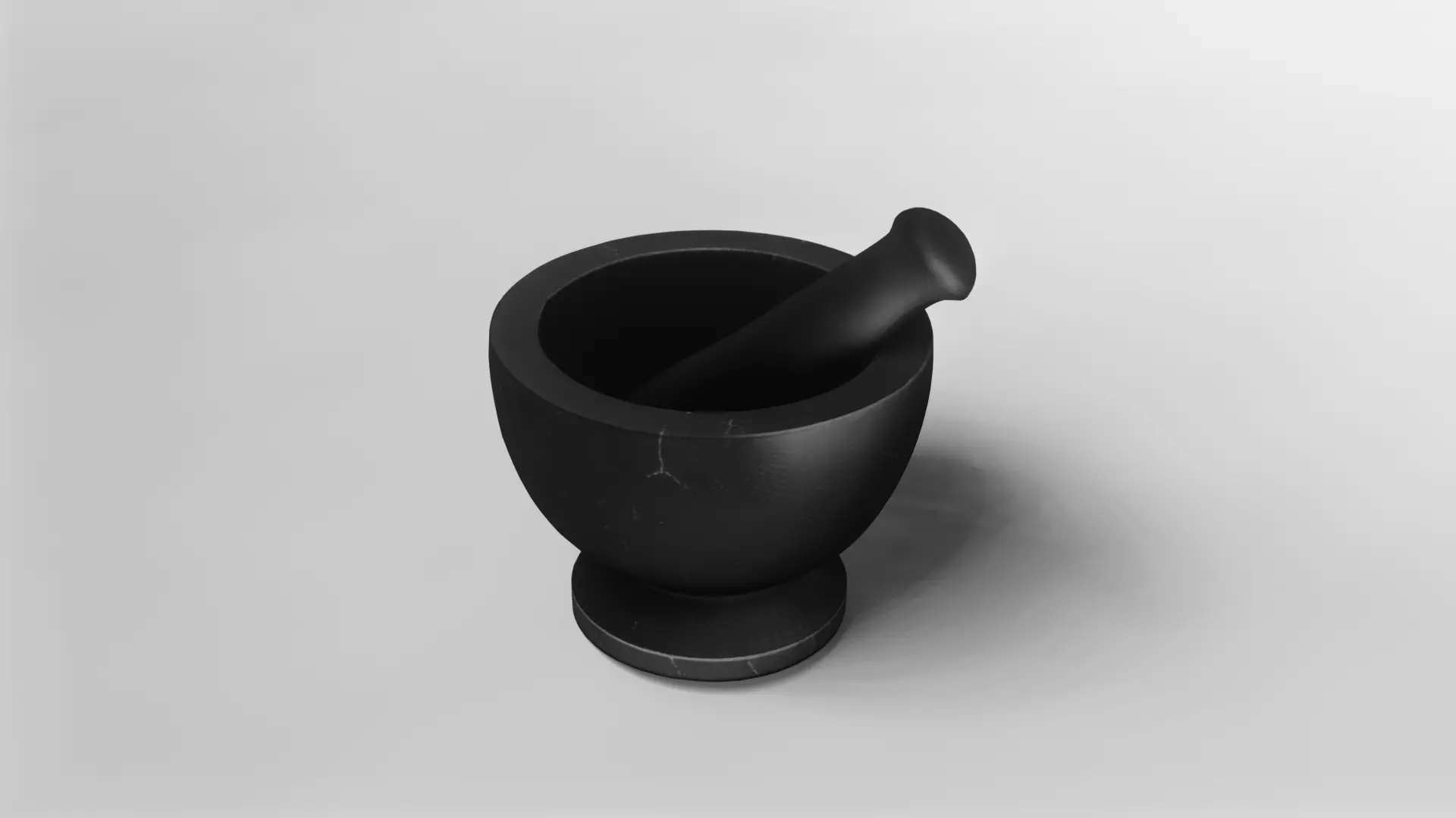 Realistic Black Marble Mortar and Pestle 3D Model 3D model_1