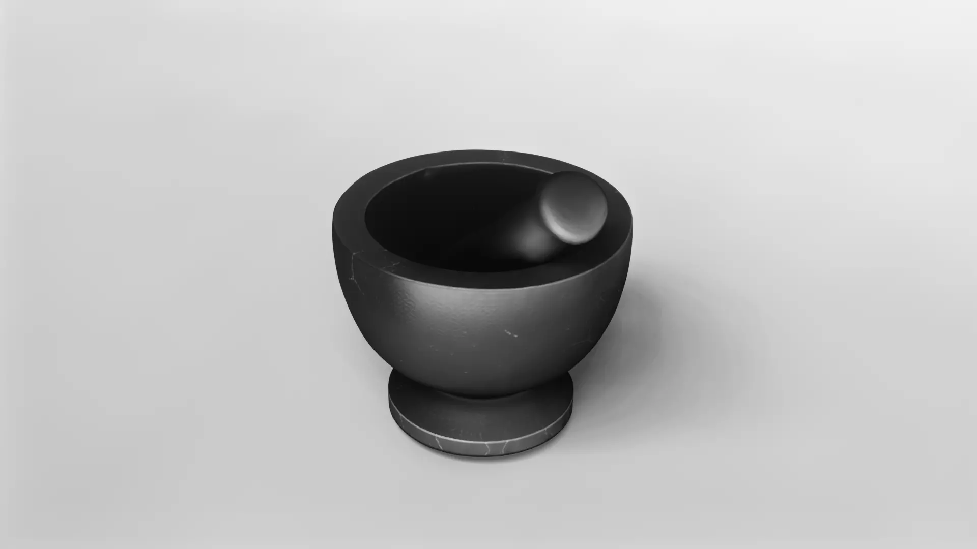 Realistic Black Marble Mortar and Pestle 3D Model 3D model_2
