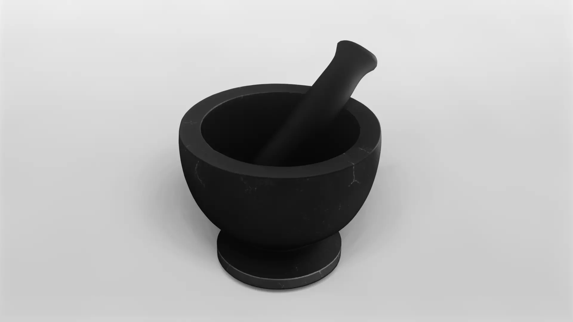Realistic Black Marble Mortar and Pestle 3D Model 3D model_0